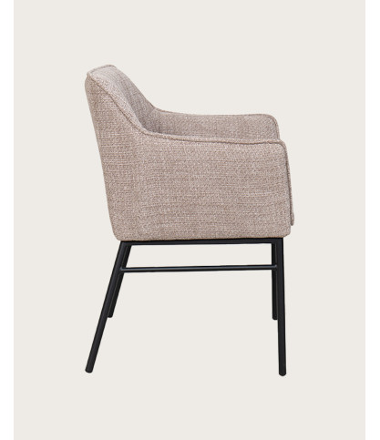 Chacha - Lot de 2 Chaises en tissu Taupe et pieds métal