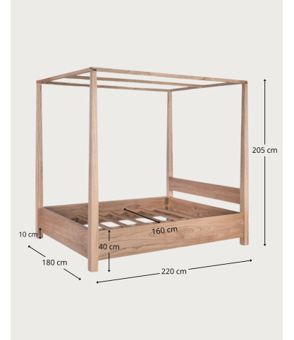 Java - Lit baldaquin en bois massif