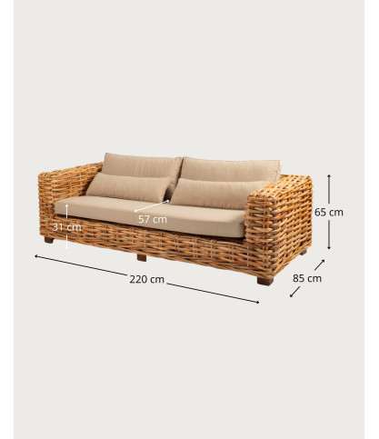Weaverly - 3 seater garden sofa in woven rattan