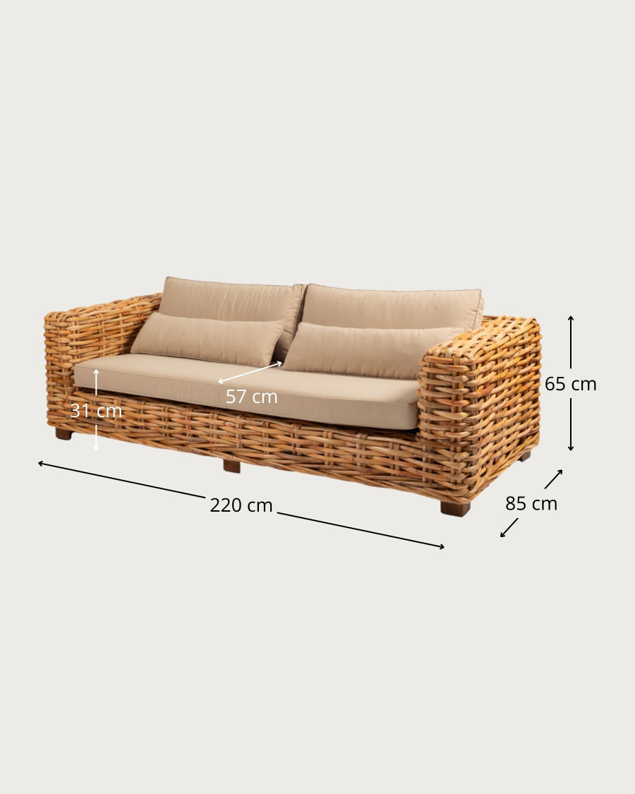 Weaverly - 3 seater garden sofa in woven rattan