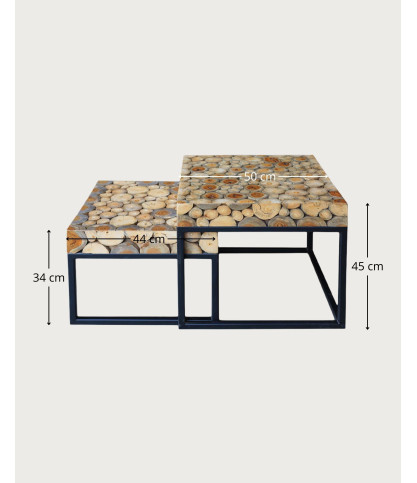 Aïda - Table basse carrée gigogne en teck