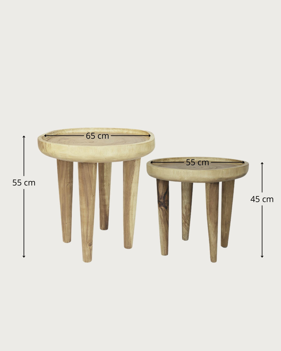 Léothéo - Lot de 2 tables basse en teck massif