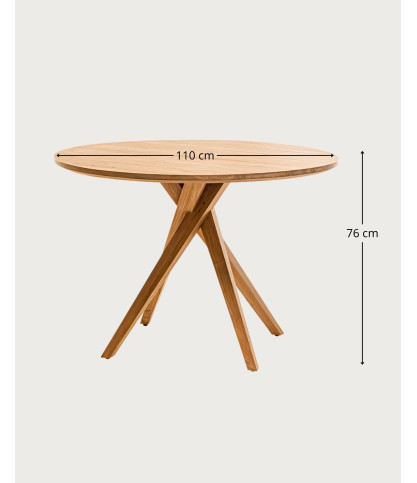 Shiraz - Runder Esstisch aus massivem Teakholz, Durchmesser 110 cm, für 4-6 personen