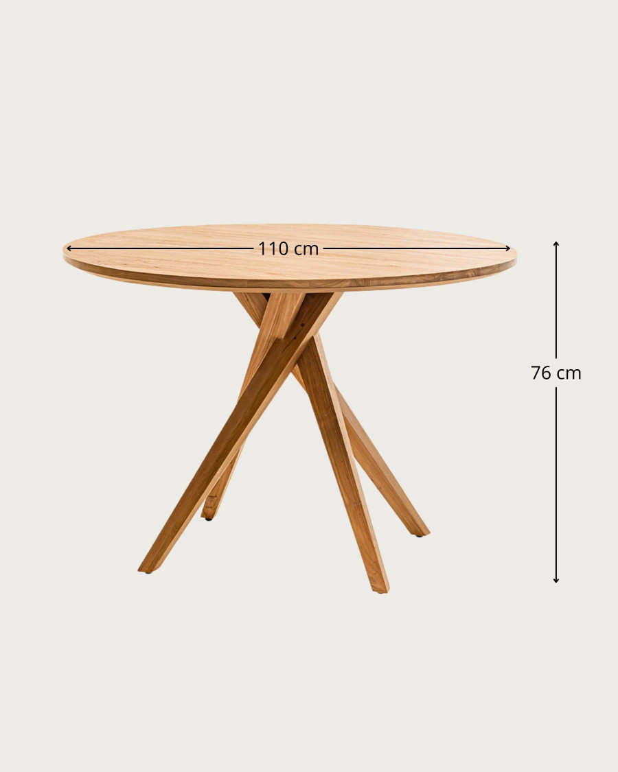 Shiraz - Table repas ronde en teck massif D110 cm 4/6 pers.