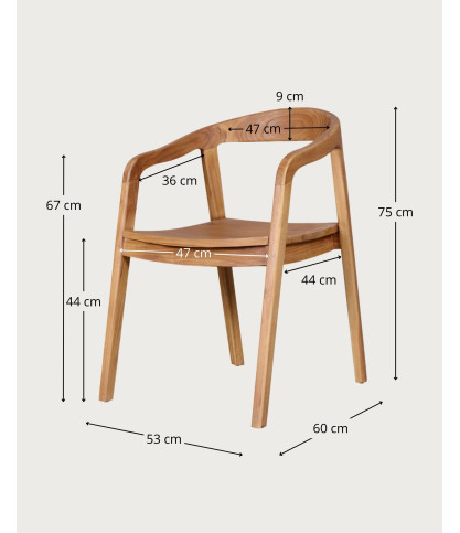 Charline - Silla de teca maciza