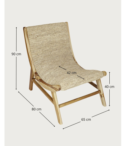 Kaho - Sillón de teca maciza y cuerda