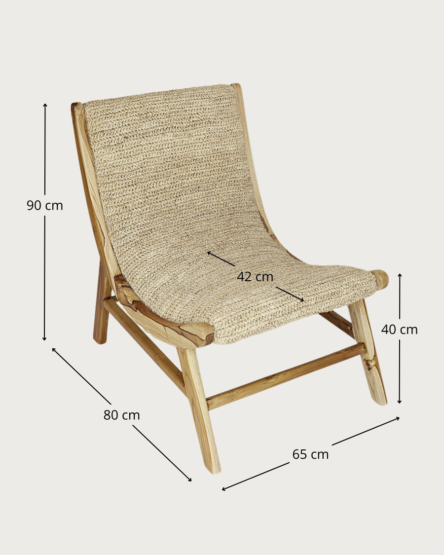 Kaho - Armchair in solid teak and rope