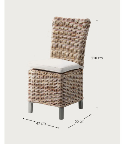 Neya - Set of 2 rattan garden chairs with white cushions