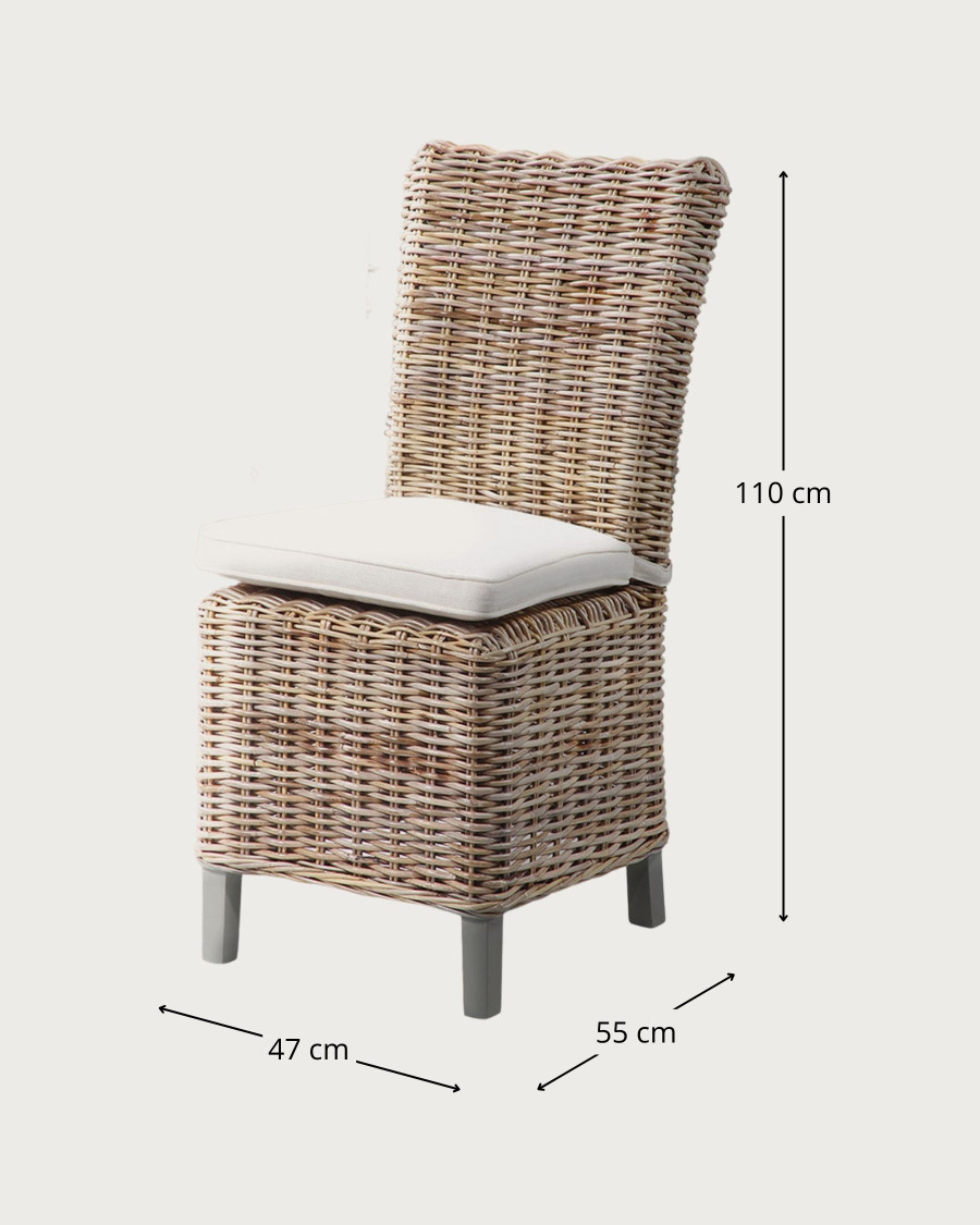 Neya - Set di 2 sedie da giardino in rattan con cuscini bianchi