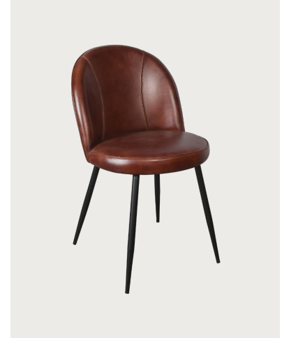 Moka - Chaise en cuir marron