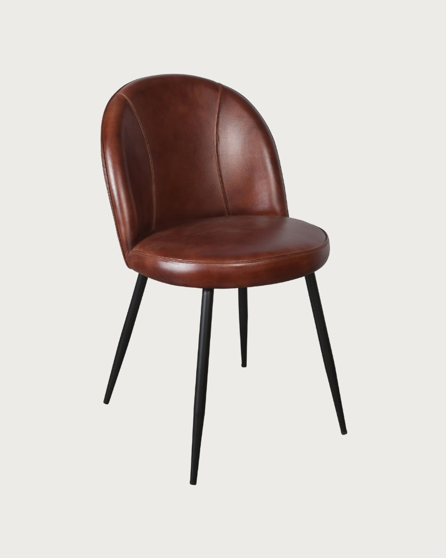 Moka - Chaise en cuir marron