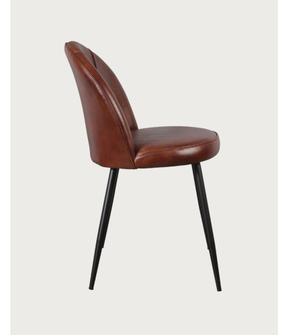 Moka - Chaise en cuir marron