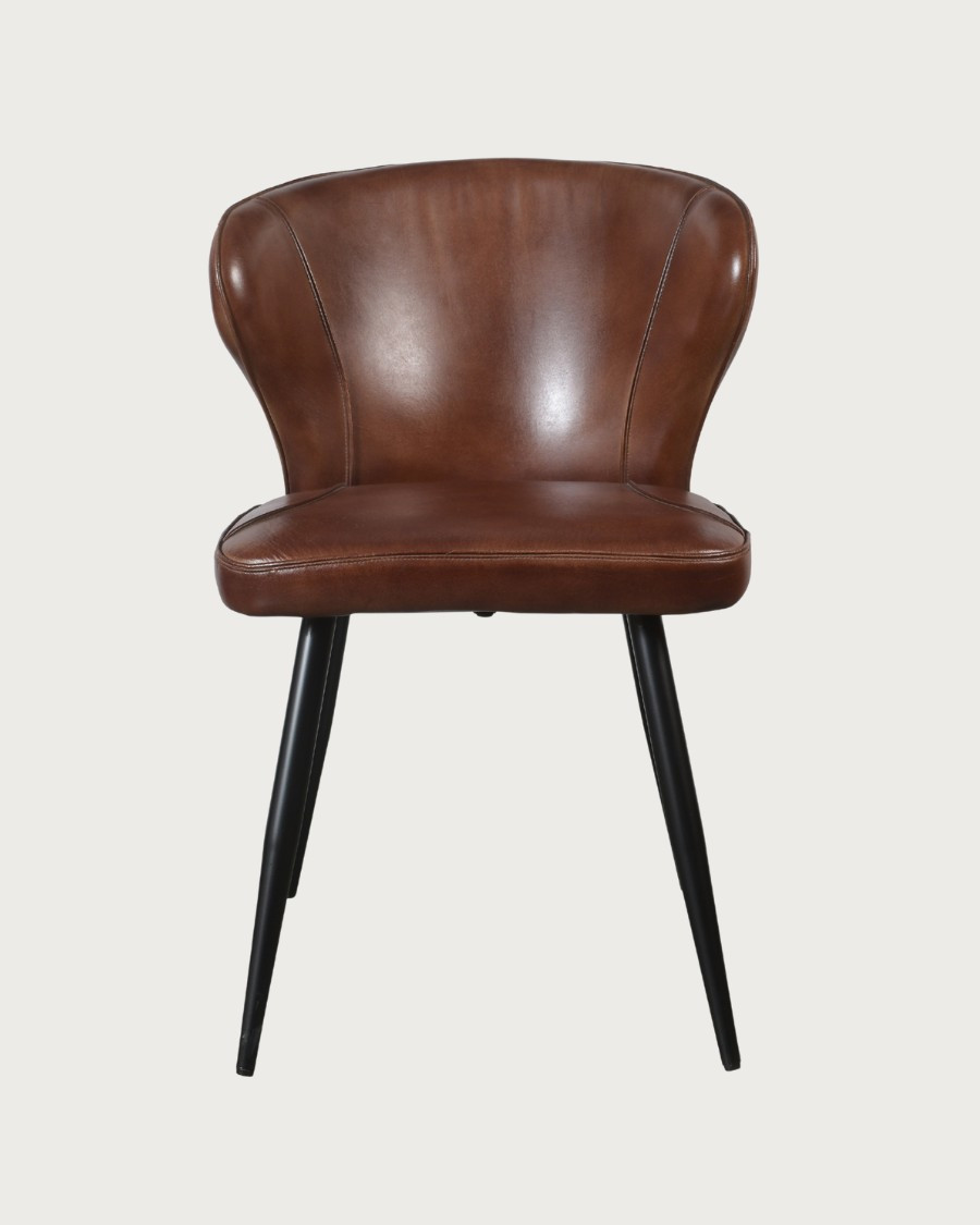 Torré - Sedia in pelle marrone e metallo