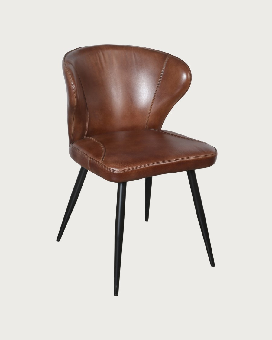 Torré - Sedia in pelle marrone e metallo