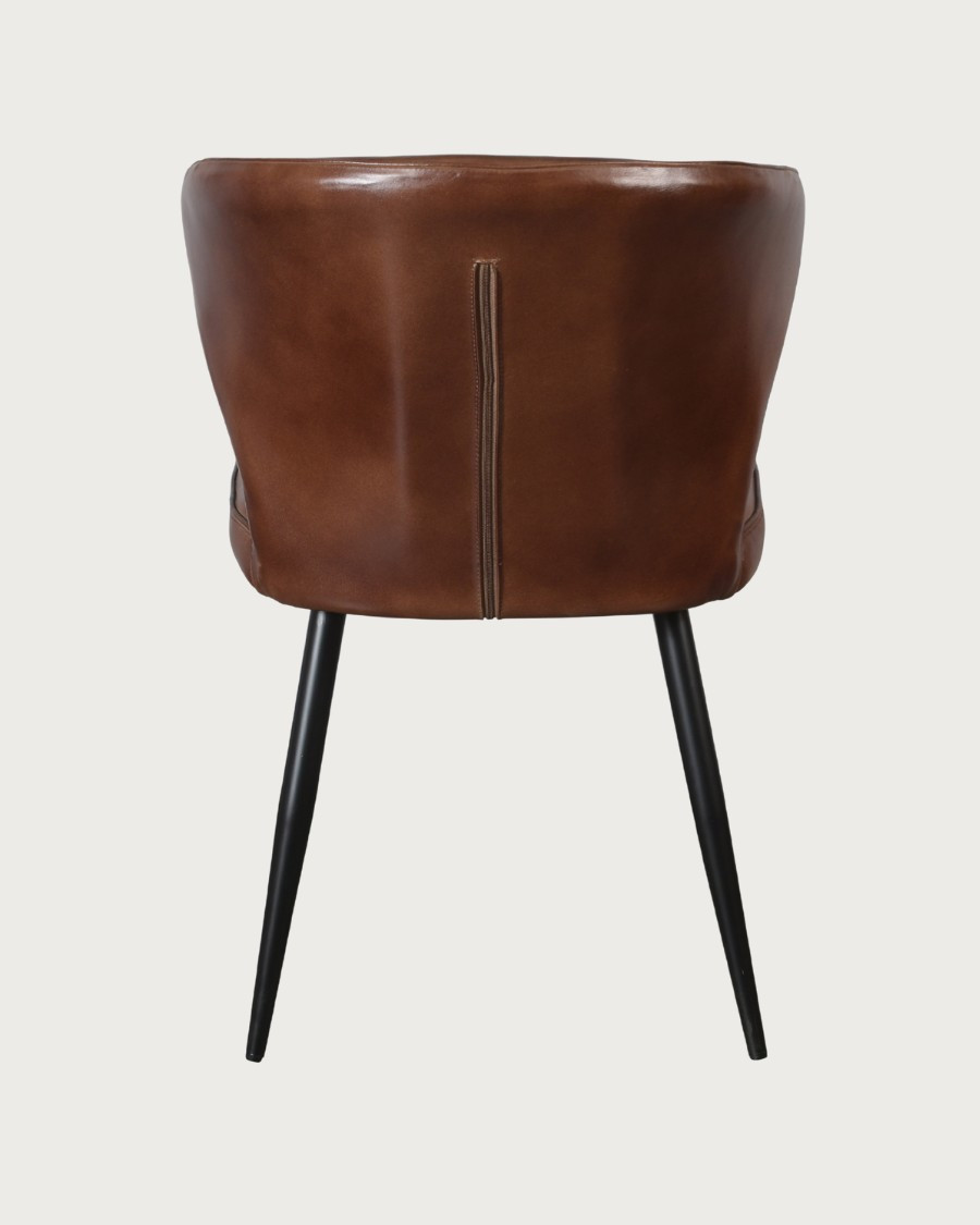 Torré - Sedia in pelle marrone e metallo