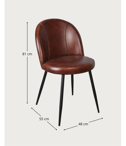 Moka - Chaise en cuir marron