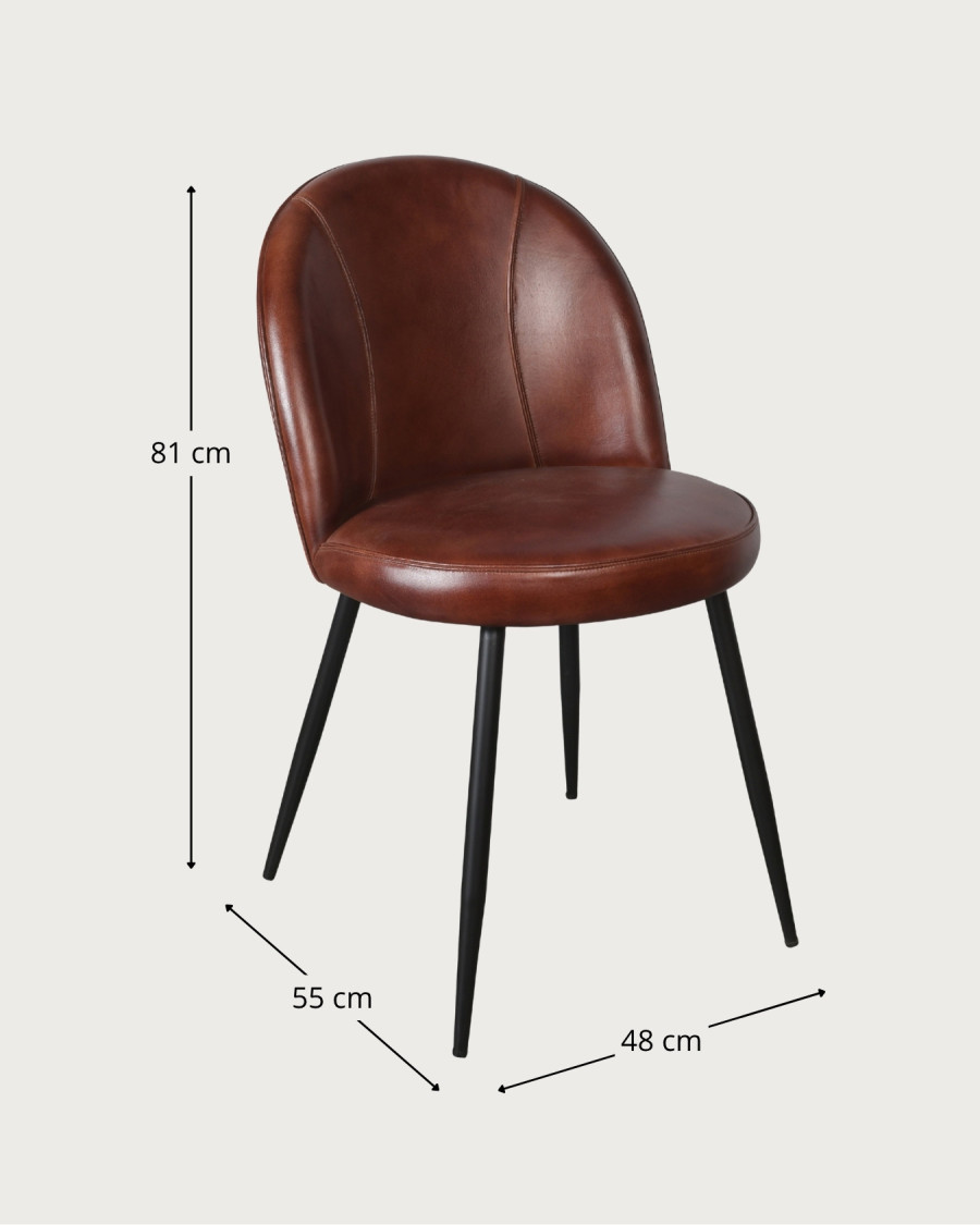 Moka - Chaise en cuir marron