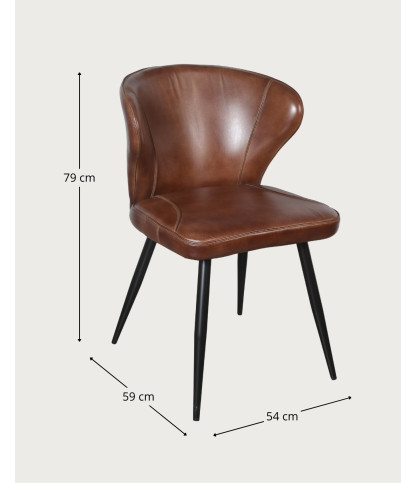 Torré - Stuhl aus braunem Leder und Metall
