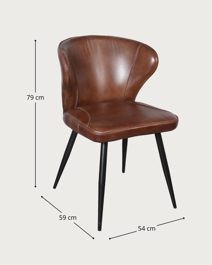 Torré - Stuhl aus braunem Leder und Metall