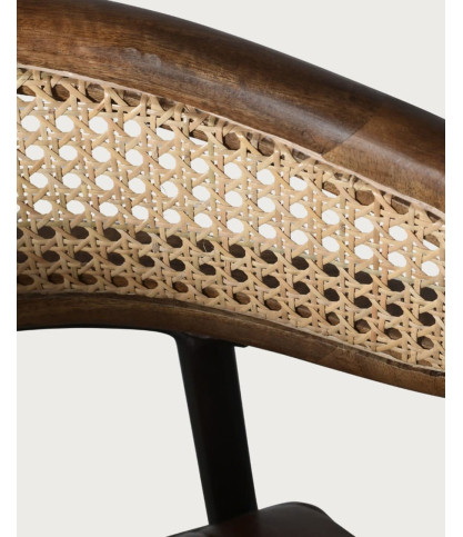 Caméo - Silla de cuero marrón y ratán