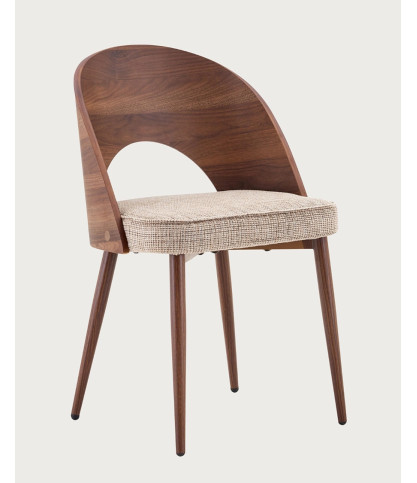 Arko - Juego de 2 sillas de comedor de madera y tapizadas
