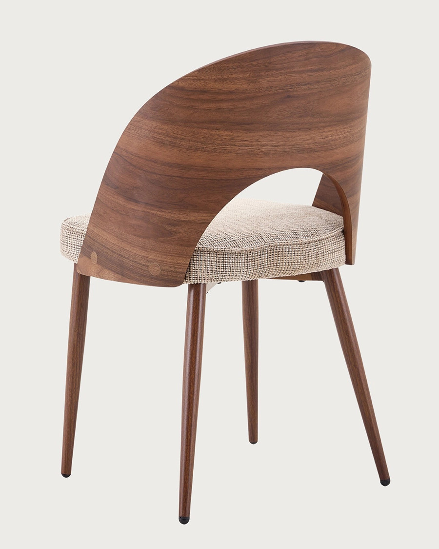 Arko - Juego de 2 sillas de comedor de madera y tela