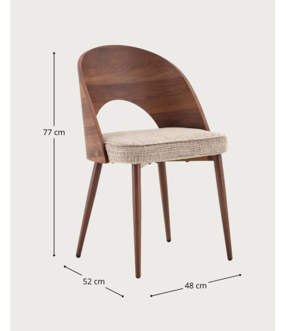 Arko - Lot de 2 chaises de salle à manger en bois et rembourrée