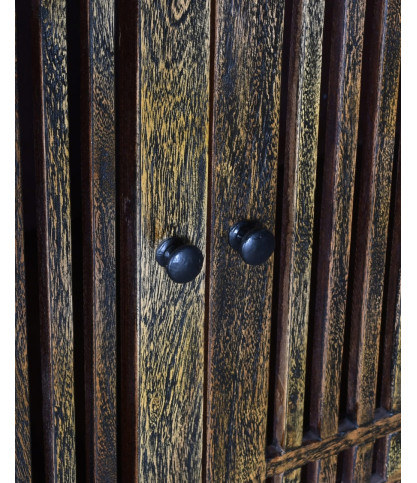 Kumo - High sideboard in solid acacia with wooden slatted fronts