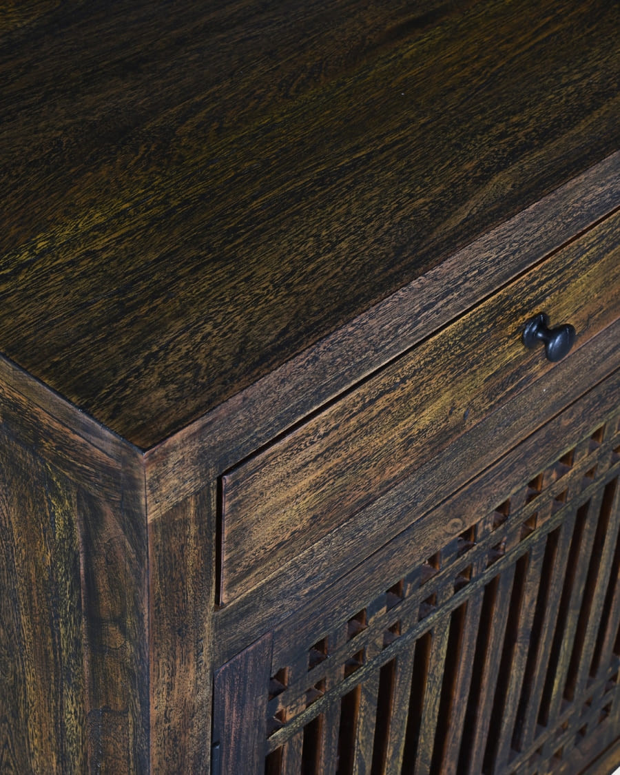 Kumo - Solid acacia wood sideboard with wooden slatted fronts