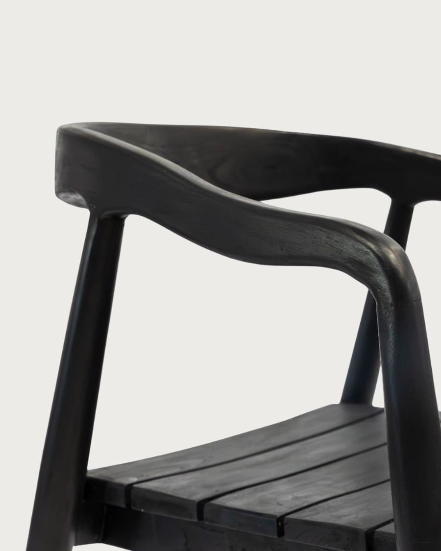 Ebon - Set van 2 zwarte massief teakhouten stoelen