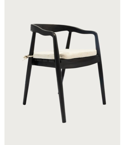 Ebon - Set van 2 zwarte massief teakhouten stoelen