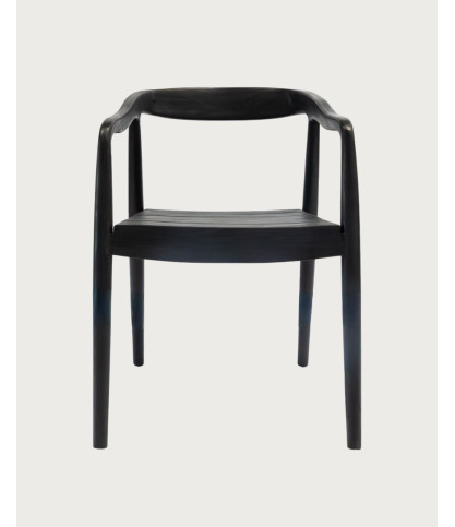 Ebon - Set van 2 zwarte massief teakhouten stoelen