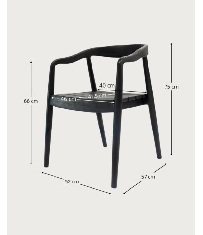 Ebon - Lot de 2 chaises en teck massif noir