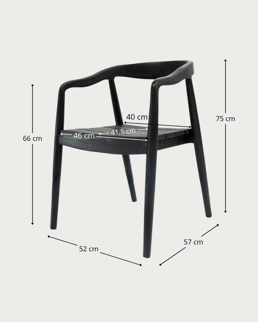 Ebony - Black solid teak chair