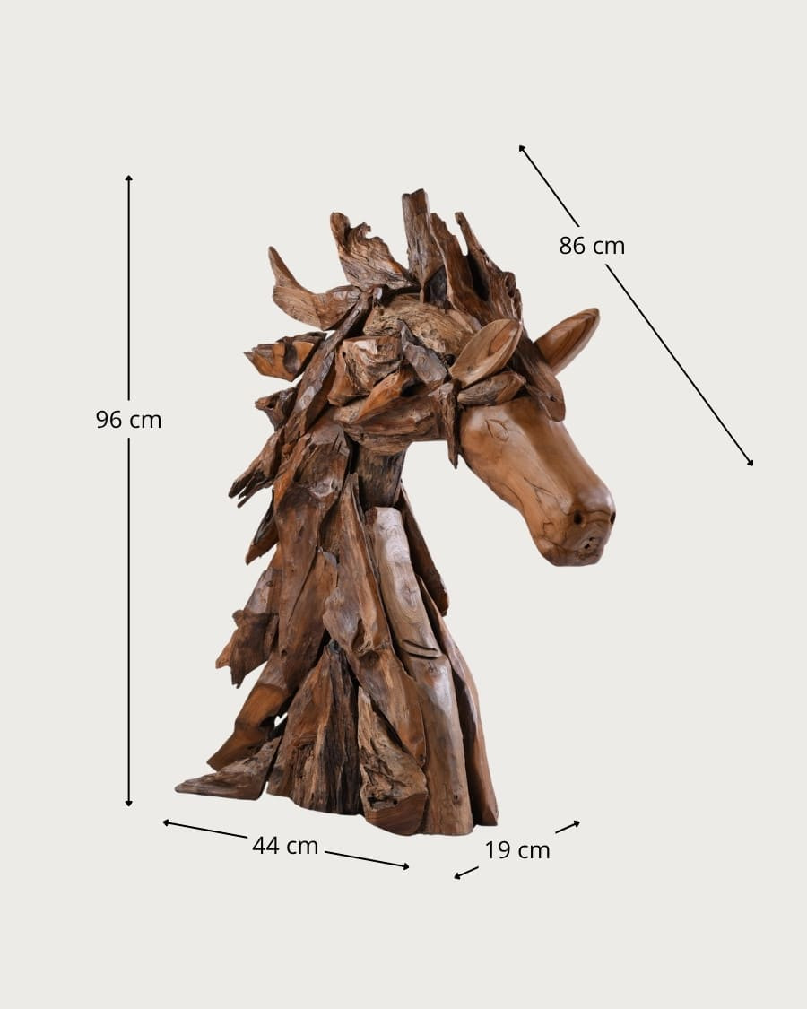 Horse - Escultura decorativa de una cabeza de caballo en teca maciza.