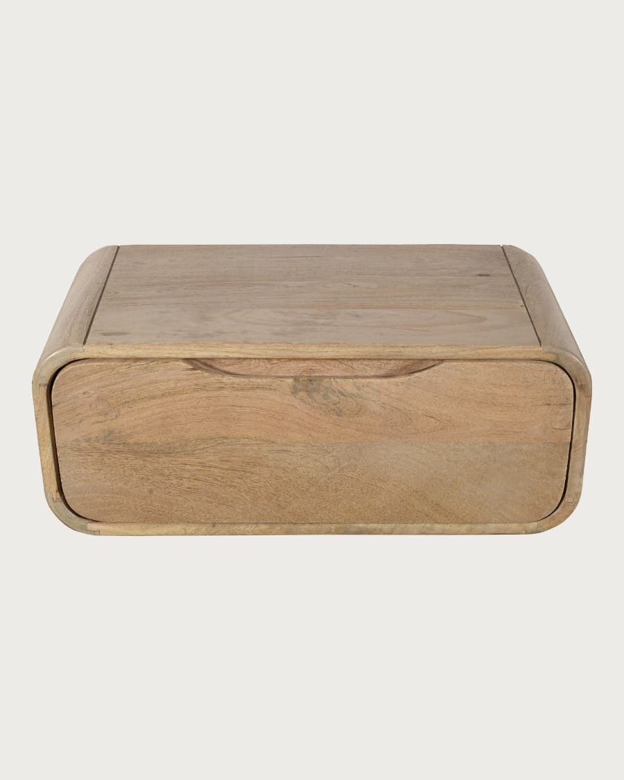 Kubo - Comodino rotondo a parete in legno massello di mango