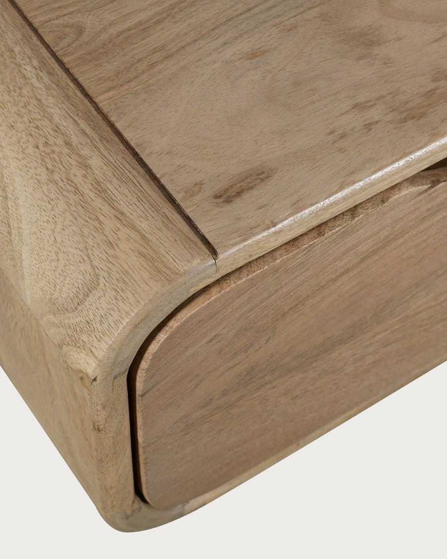 Kubo - Rond, aan de muur te bevestigen nachtkastje van massief mangohout