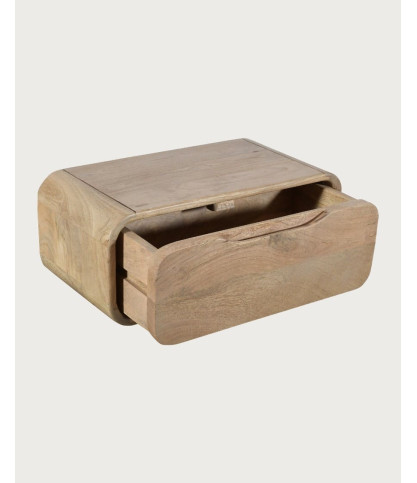 Kubo - Round wall-mounted bedside table in solid mango wood