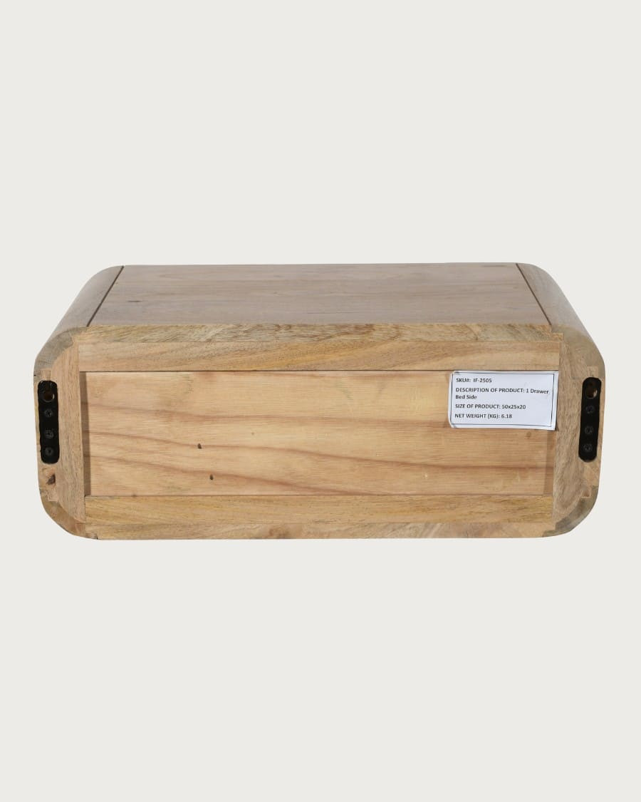 Kubo - Mesita de noche de madera maciza de mango para montaje en pared