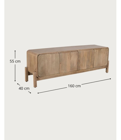 Kubo - Mueble de TV escandinavo de madera maciza de mango