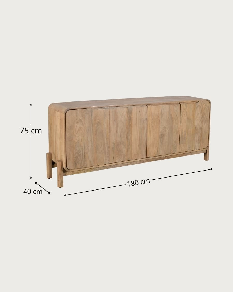 Kubo - Buffet en bois de manguier avec coins arrondis