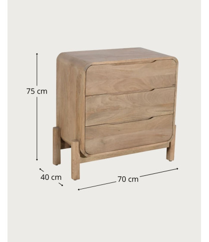 Kubo - Cómoda pequeña de madera maciza de mango
