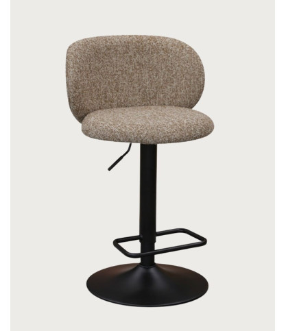 Nesta - Sgabelli da bar in tessuto marrone chiaro con base in metallo nero