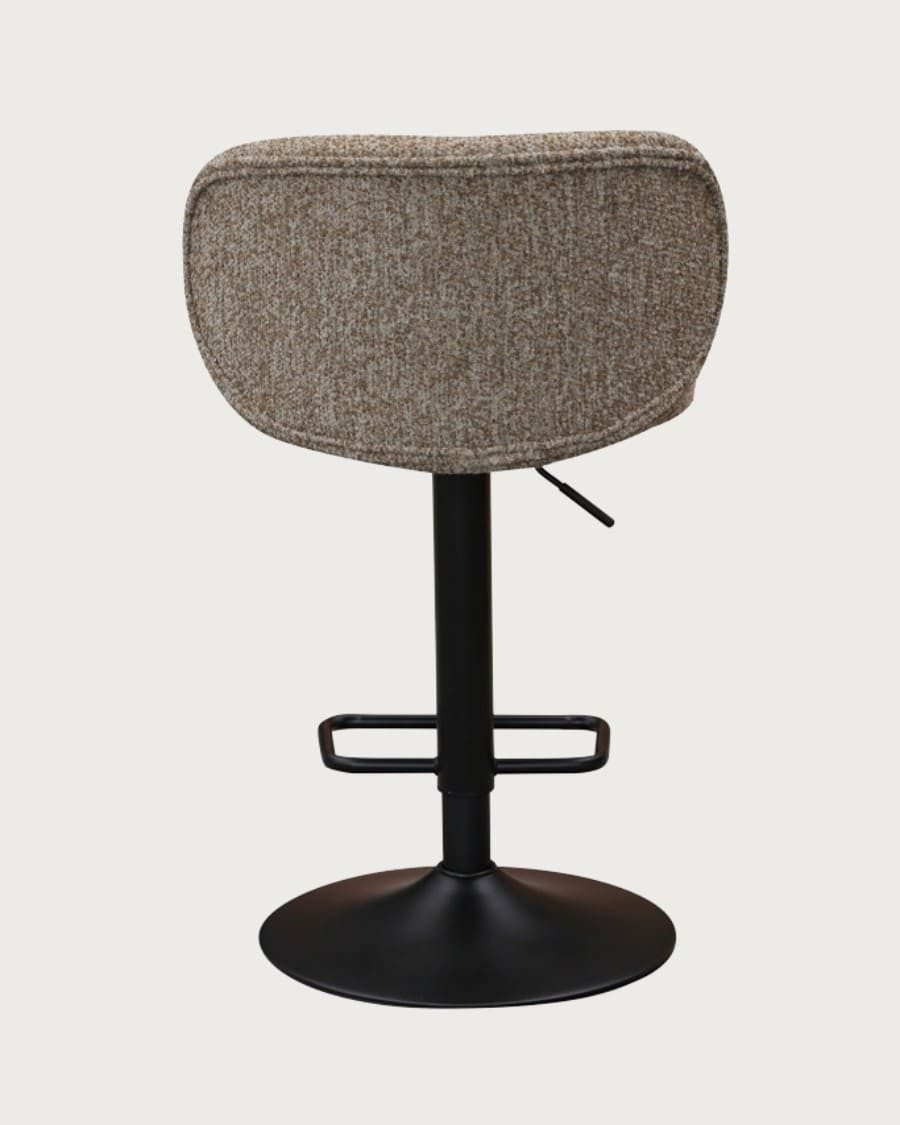 Nesta - Chaises de bar en tissu marron clair et piétement en métal noir