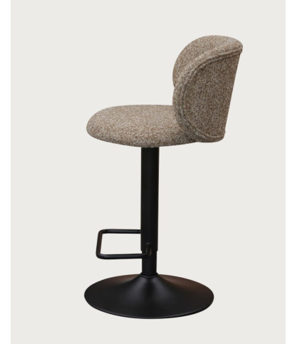Nesta - Chaises de bar en tissu marron clair et piétement en métal noir