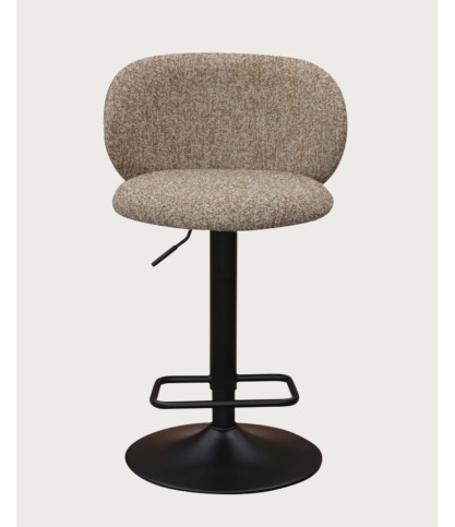 Nesta - Chaises de bar en tissu marron clair et piétement en métal noir