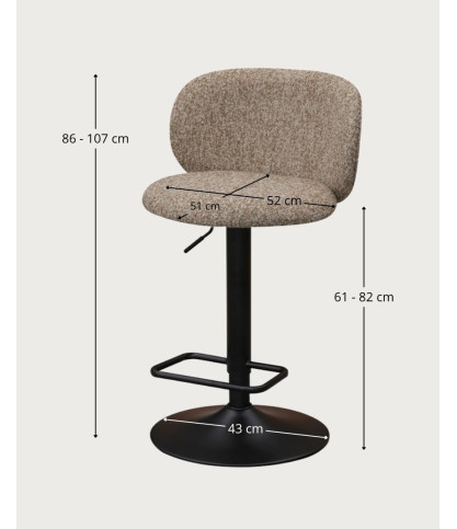 Nesta - Chaises de bar en tissu marron clair