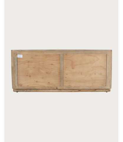 Aven - Low sideboard in solid mango wood and travertine