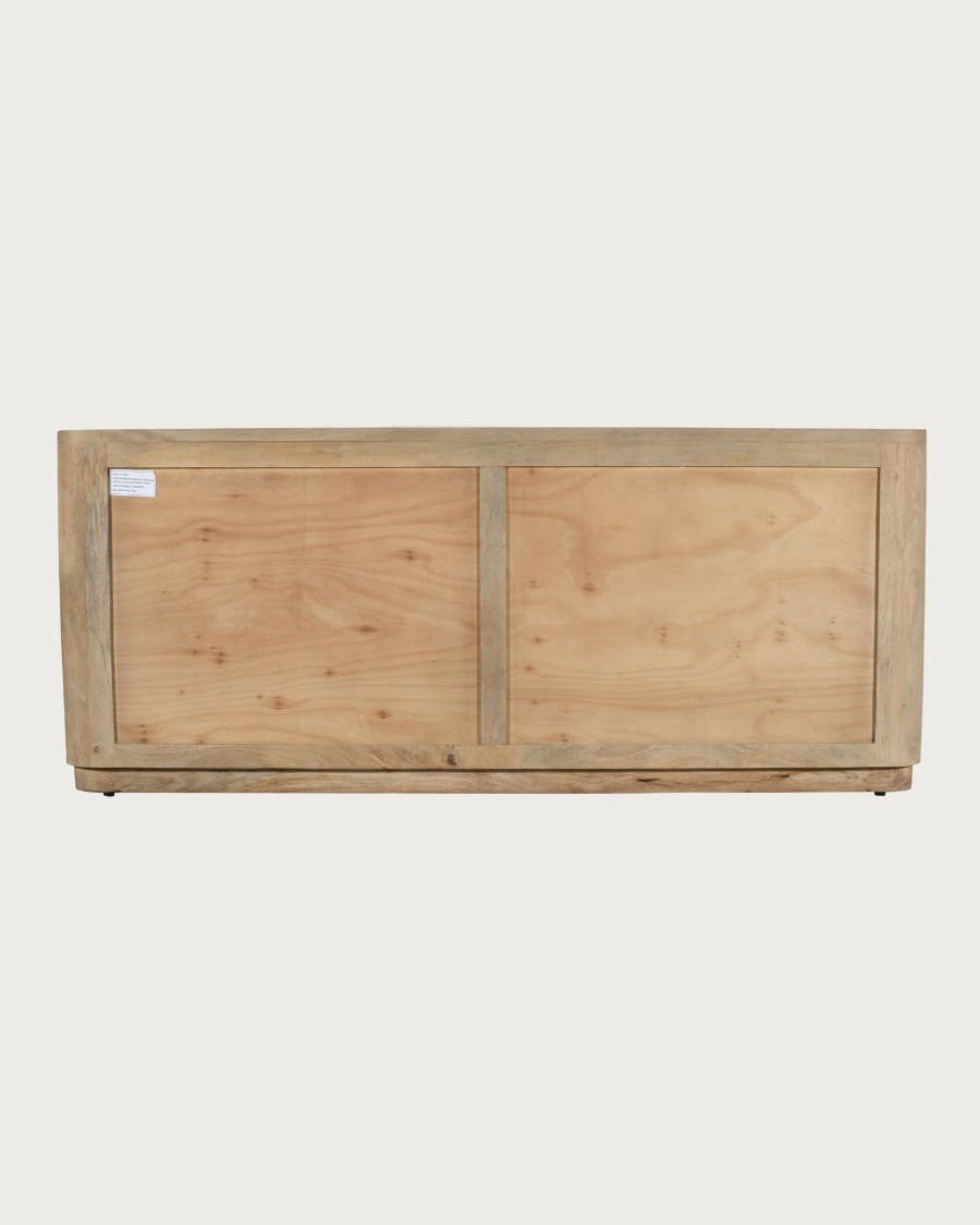 Aven - Buffet bas en bois de manguier massif et travertin