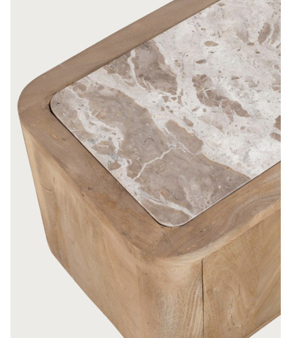 Aven - Mueble para TV de madera de mango y travertino